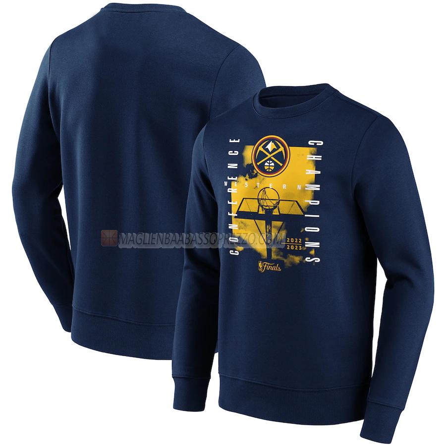 felpa denver nuggets di 23621a10 uomo western champions 2022-23 blu