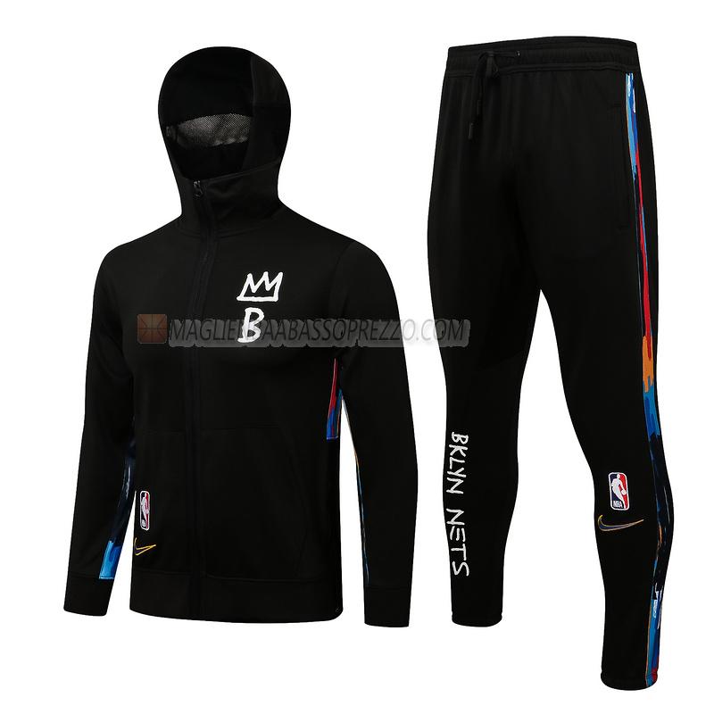 giacca cappuccio brooklyn nets di uomo gc001 2023 nero