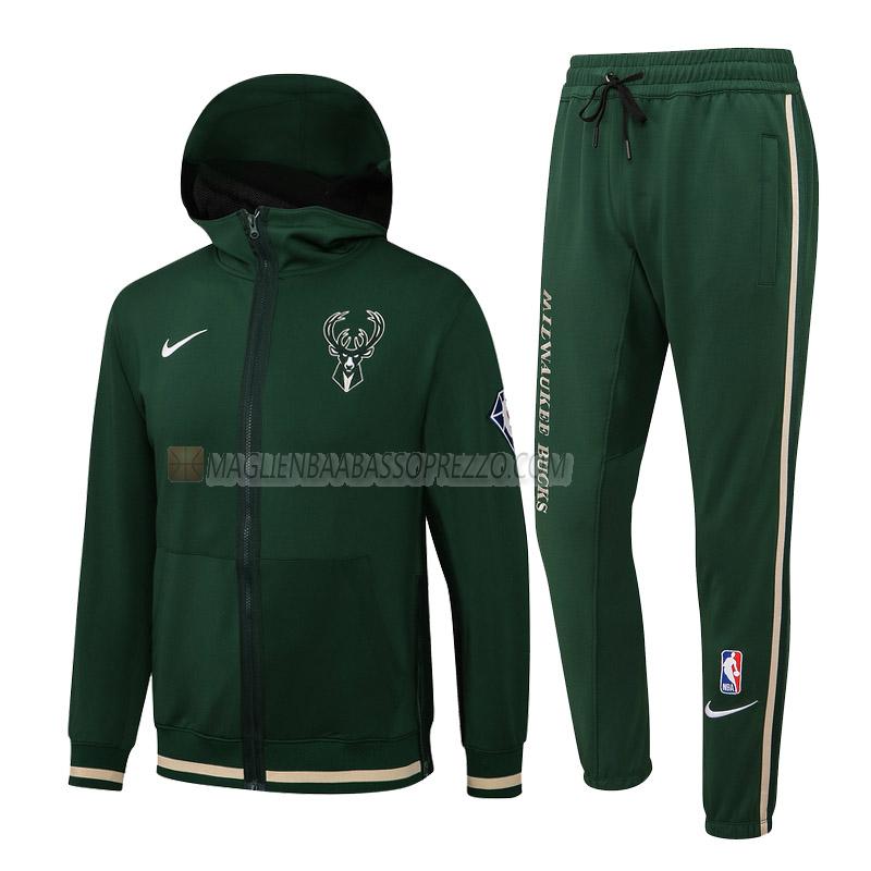 giacca cappuccio milwaukee bucks di uomo gc023 2022 verde