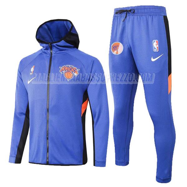 giacca cappuccio new york knicks di 2023 blu