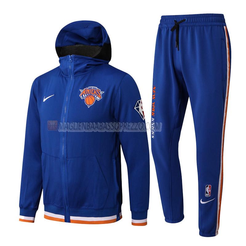 giacca cappuccio new york knicks di uomo gc019 2022 blu