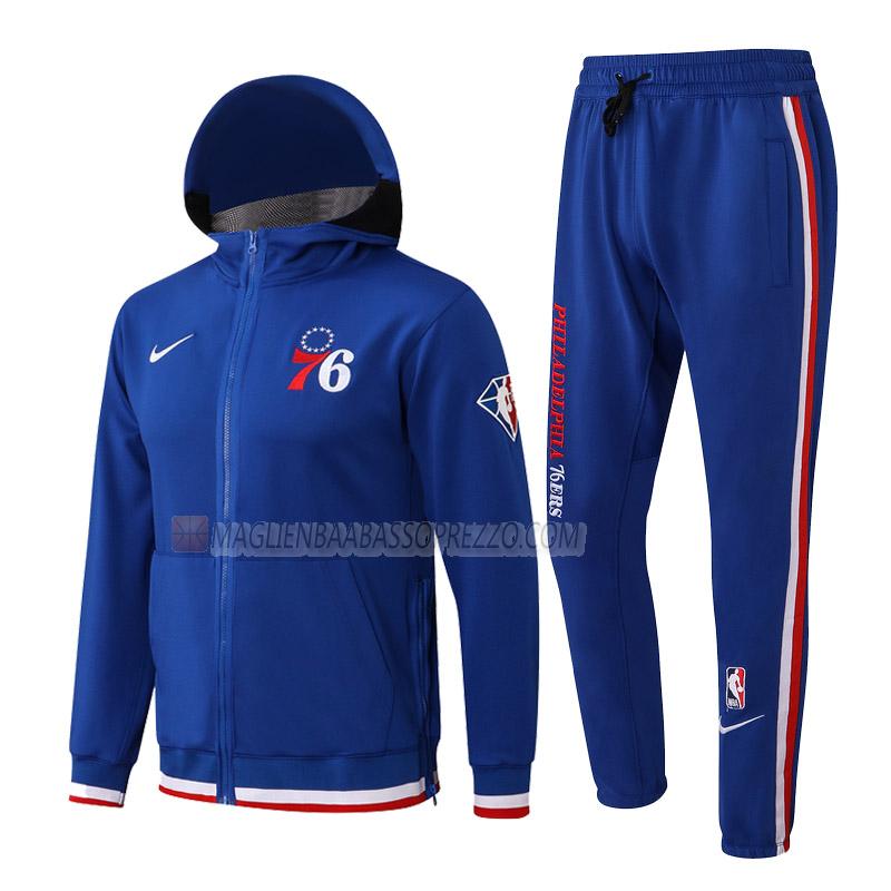 giacca cappuccio philadelphia 76ers di uomo gc015 2022 blu