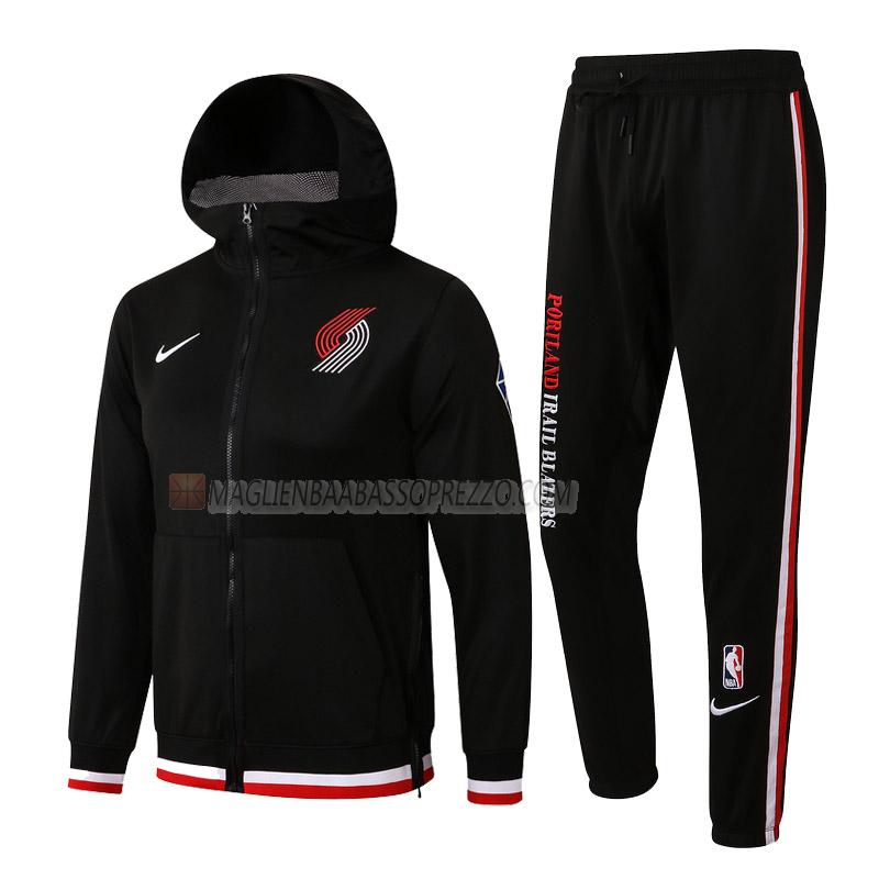 giacca cappuccio portland trail blazers di uomo gc014 2022 nero