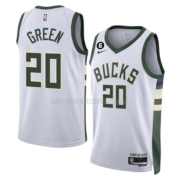 maglia a.c. green milwaukee bucks di 20 uomo association edition 2023 bianco