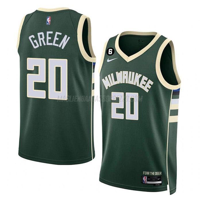 maglia a.c. green milwaukee bucks di 20 uomo icon edition 2023 verde