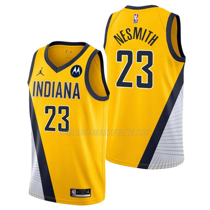 maglia aaron nesmith indiana pacers di 23 uomo statement edition 2023 giallo