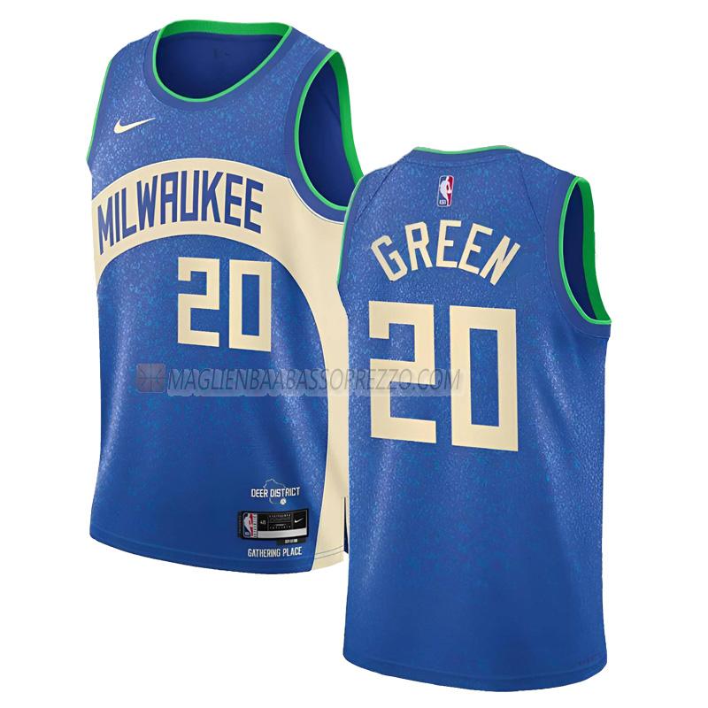 maglia aj green milwaukee bucks di 20 uomo city edition 2023-24 blu