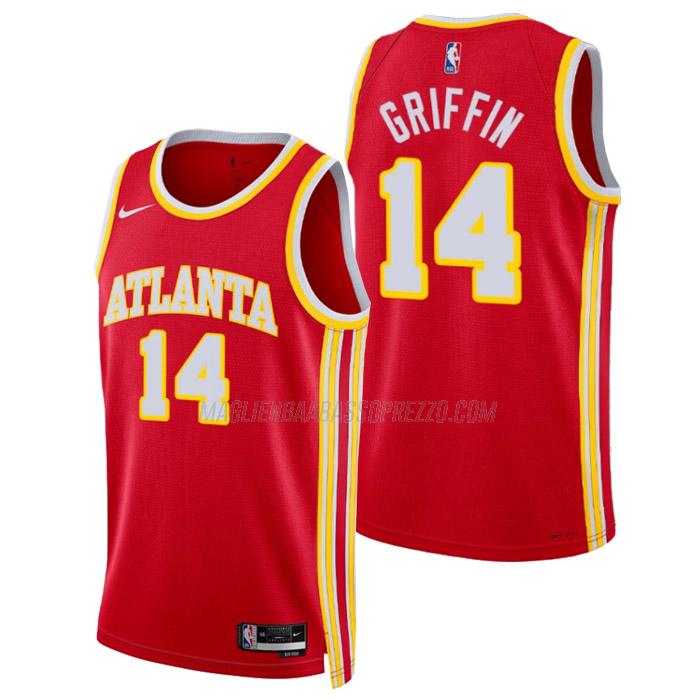 maglia aj griffin atlanta hawks di 14 uomo icon edition 2023 rosso