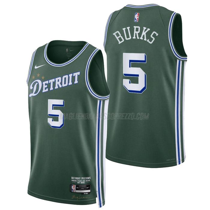 maglia alec burks detroit pistons di 5 uomo city edition 2023 verde