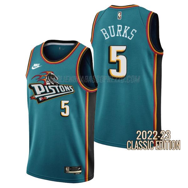 maglia alec burks detroit pistons di 5 uomo classic edition 2023 verde acqua