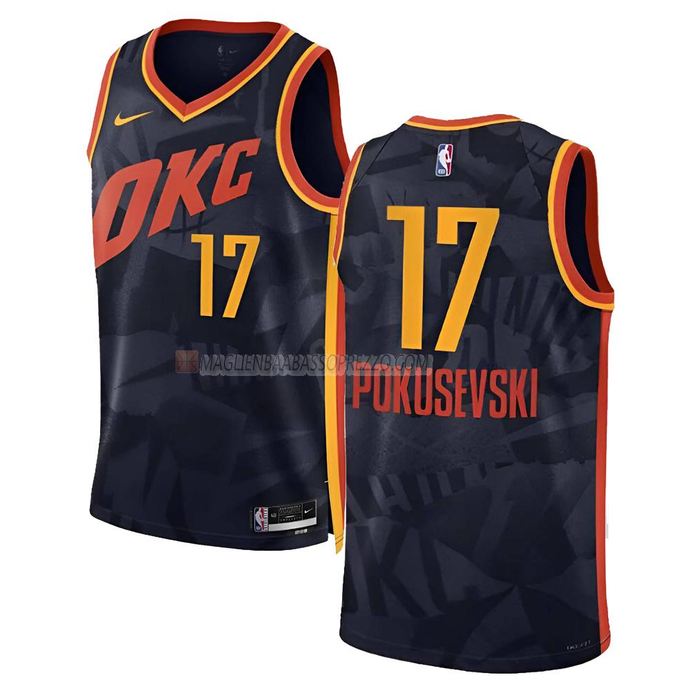 maglia aleksej pokusevski oklahoma city thunder di 17 uomo city edition 2023-24 nero