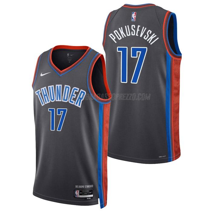 maglia aleksej pokusevski oklahoma city thunder di 17 uomo city edition 2023 grigio