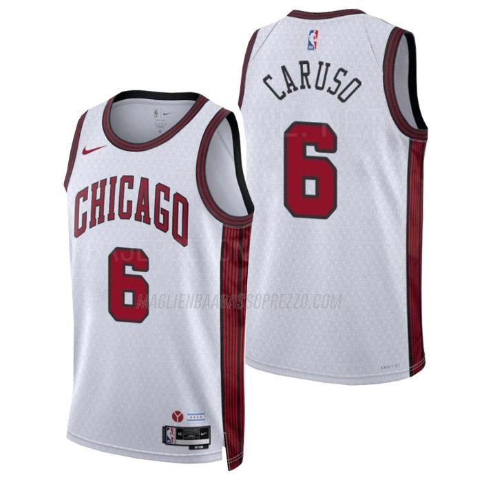 maglia alex caruso chicago bulls di 6 uomo city edition 2023 bianco