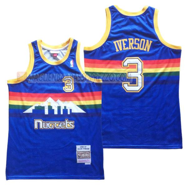 maglia allen iverson denver nuggets di 3 uomo 23210a49 blu