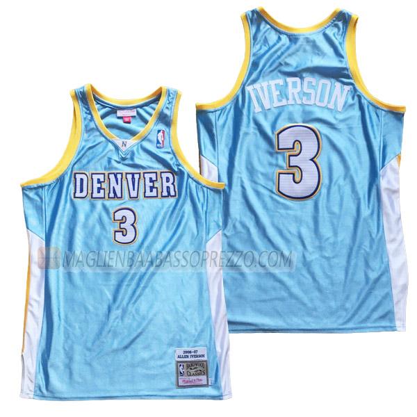 maglia allen iverson denver nuggets di 3 uomo 23210a50 blu