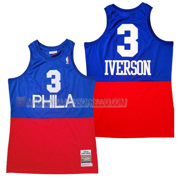 maglia allen iverson philadelphia 76ers di 3 uomo 23210a44 blu rosso