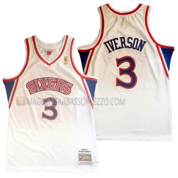 maglia allen iverson philadelphia 76ers di 3 uomo 23210a45 bianco