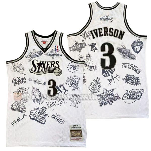 maglia allen iverson philadelphia 76ers di 3 uomo 23210a51 bianco