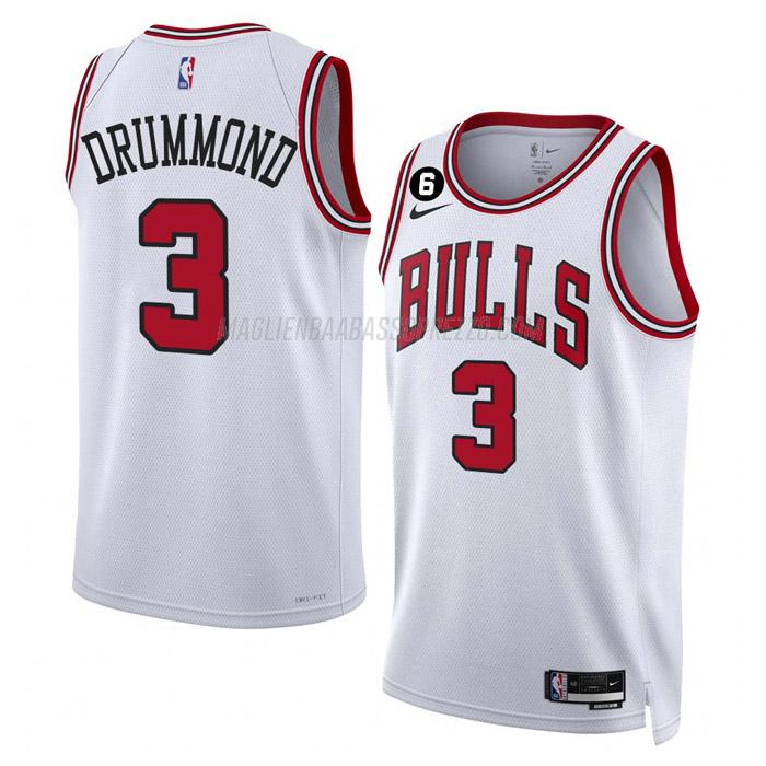 maglia andre drummond chicago bulls di 3 uomo association edition 2023 bianco