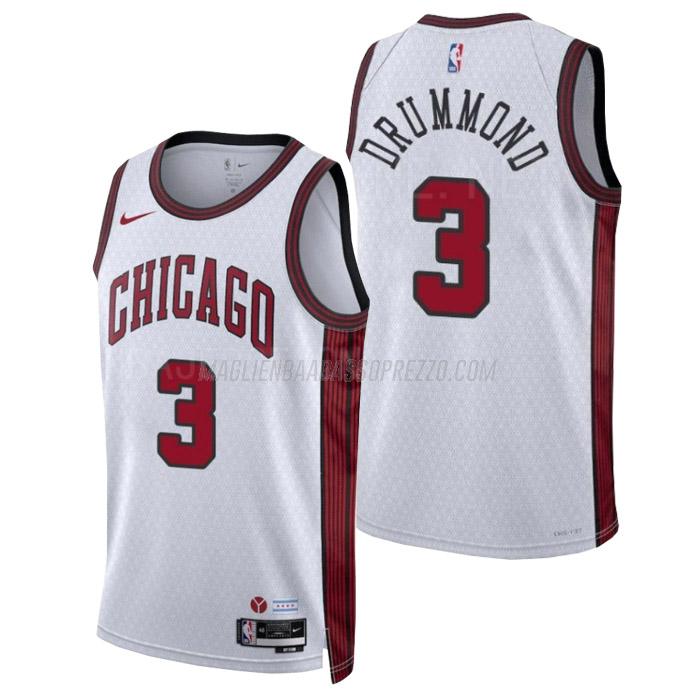 maglia andre drummond chicago bulls di 3 uomo city edition 2023 bianco