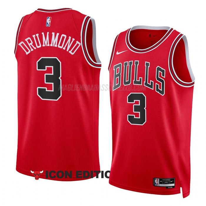 maglia andre drummond chicago bulls di 3 uomo icon edition 2023 rosso