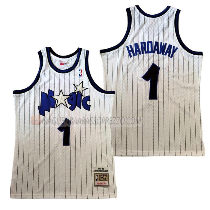 maglia anfernee hardaway orlando magic di 1 uomo retro bianco