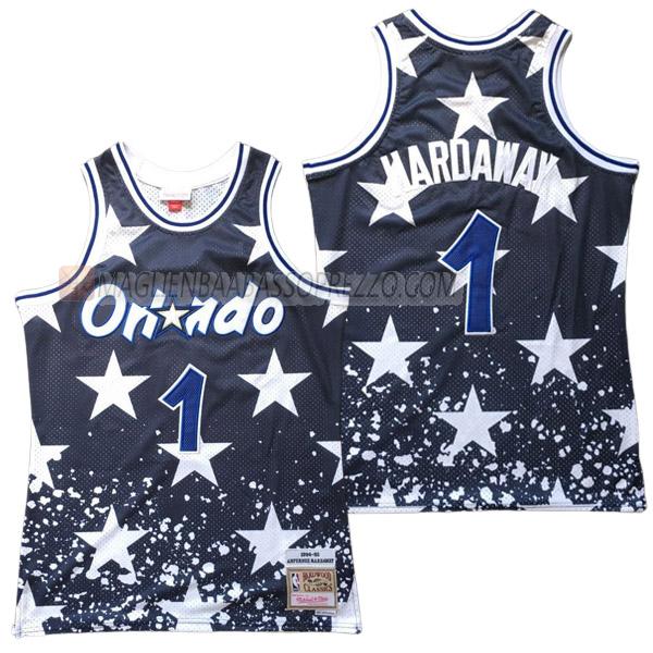 maglia anfernee hardaway orlando magic di 1 uomo retro blu navy