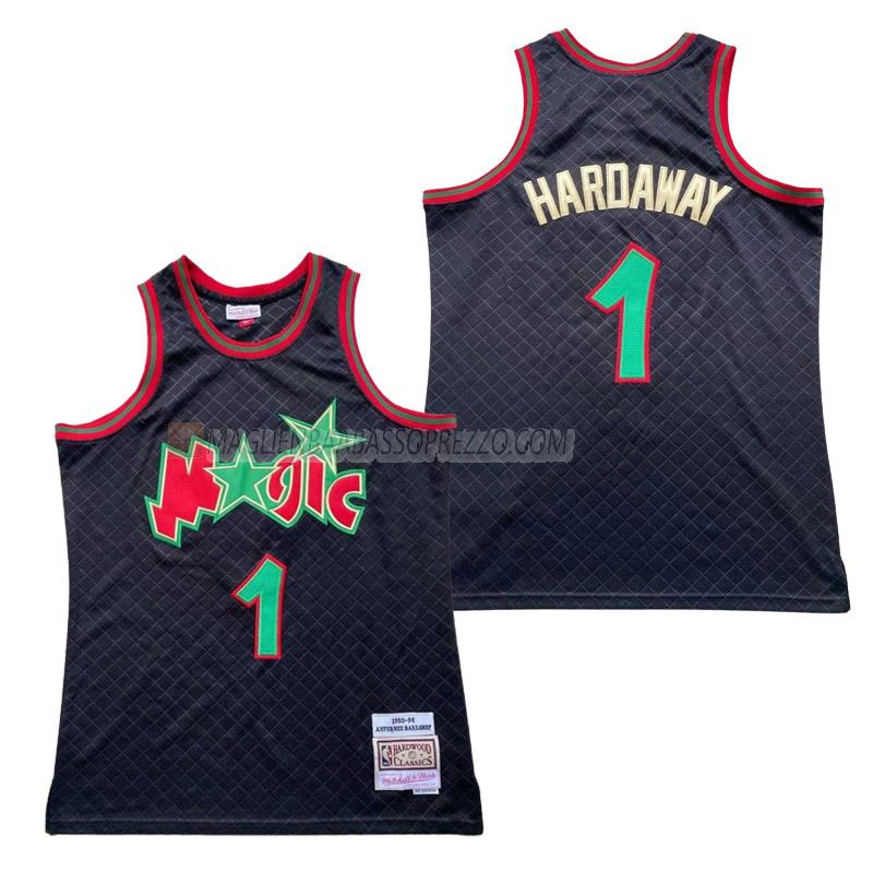 maglia anfernee hardaway orlando magic di 1 uomo retro nero