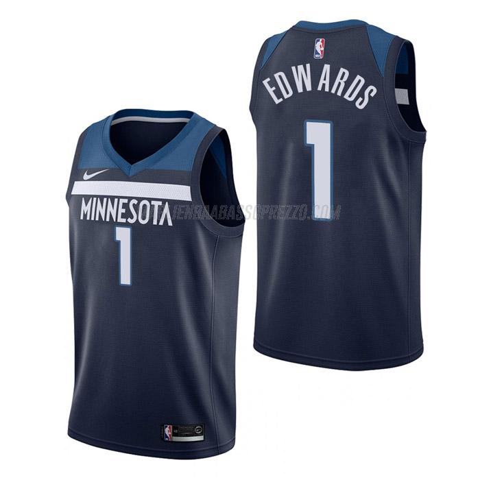 maglia anthony edwards minnesota timberwolves di 1 uomo icon edition 2023 blu navy