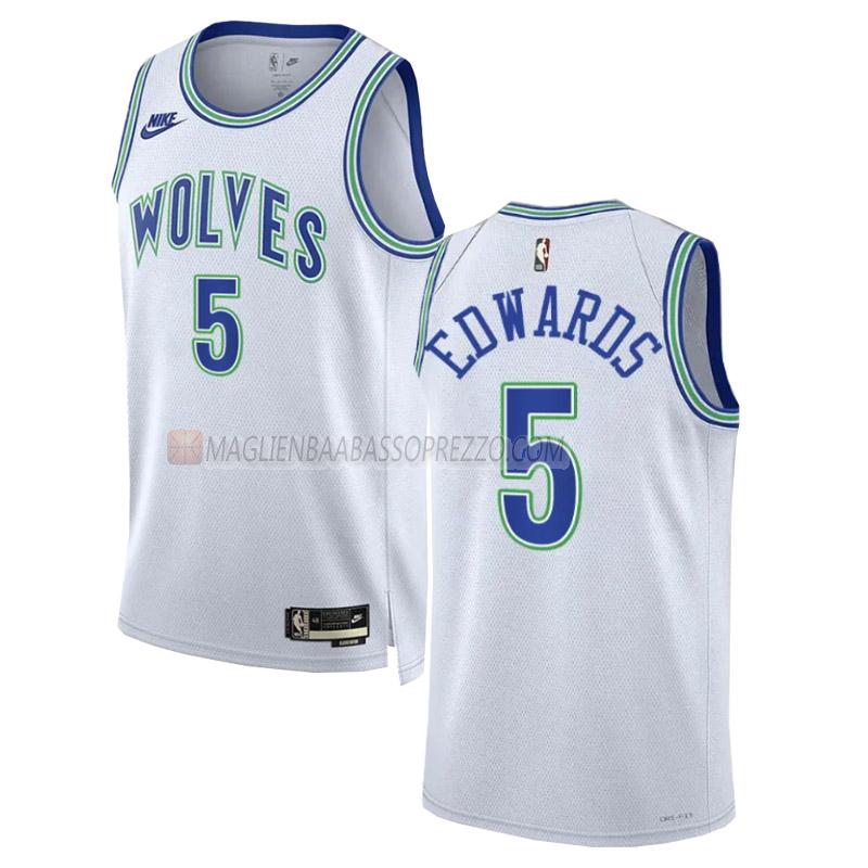 maglia anthony edwards minnesota timberwolves di 5 uomo classic edition 2023-24 bianco