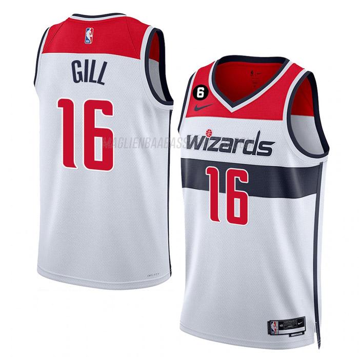 maglia anthony gill washington wizards di 16 uomo association edition 2023 bianco