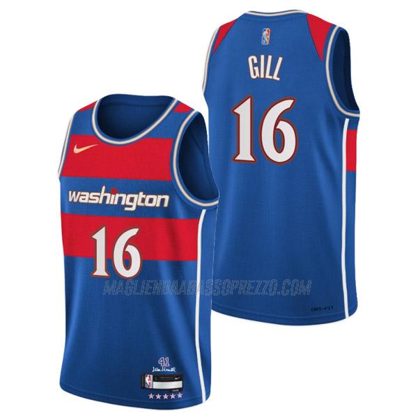 maglia anthony gill washington wizards di 16 uomo city edition 2022 blu