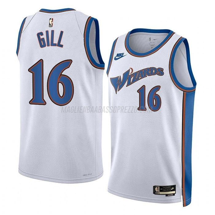 maglia anthony gill washington wizards di 16 uomo classic edition 2023 bianco