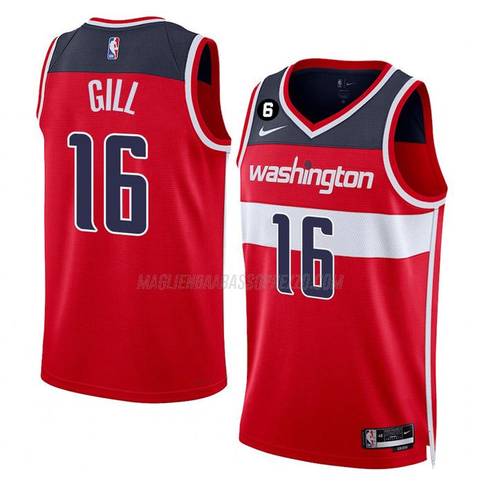 maglia anthony gill washington wizards di 16 uomo icon edition 2023 rosso