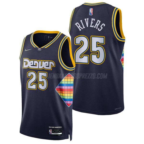 maglia austin rivers denver nuggets di 25 uomo city edition 2022 blu navy