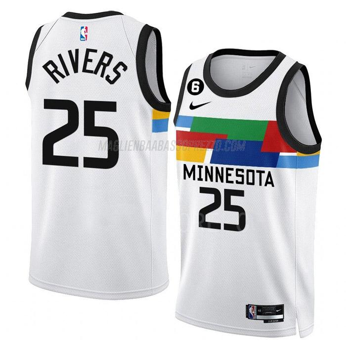 maglia austin rivers minnesota timberwolves di 25 uomo city edition 2023 bianco