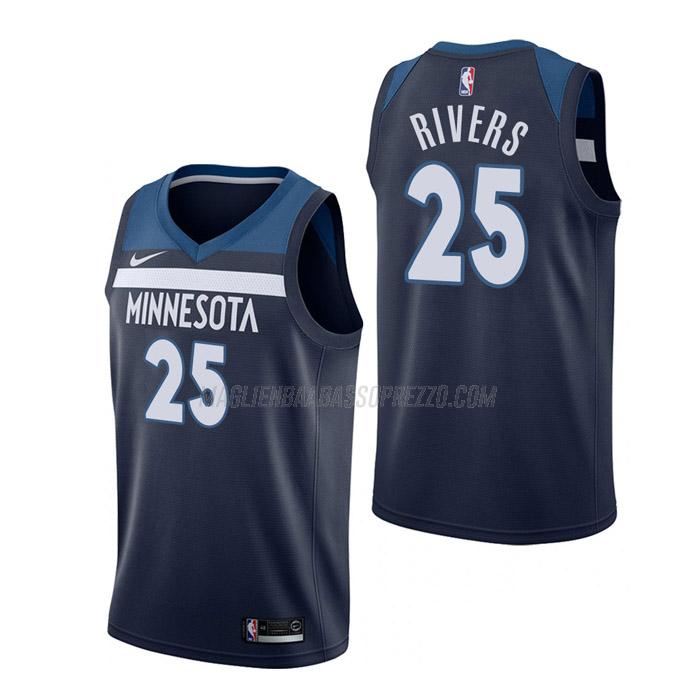 maglia austin rivers minnesota timberwolves di 25 uomo icon edition 2023 blu navy