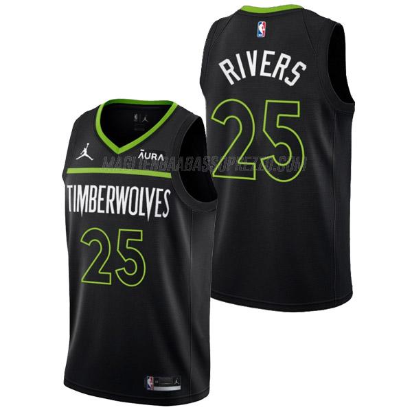 maglia austin rivers minnesota timberwolves di 25 uomo statement edition 2023 nero