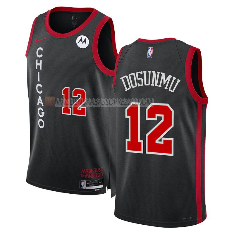 maglia ayo dosunmu chicago bulls di 12 uomo city edition 2023-24 nero