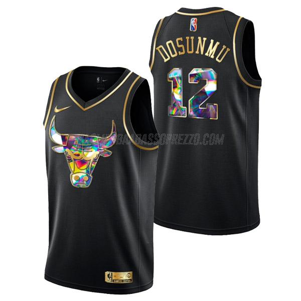 maglia ayo dosunmu chicago bulls di 12 uomo golden diamond edition 2022 nero