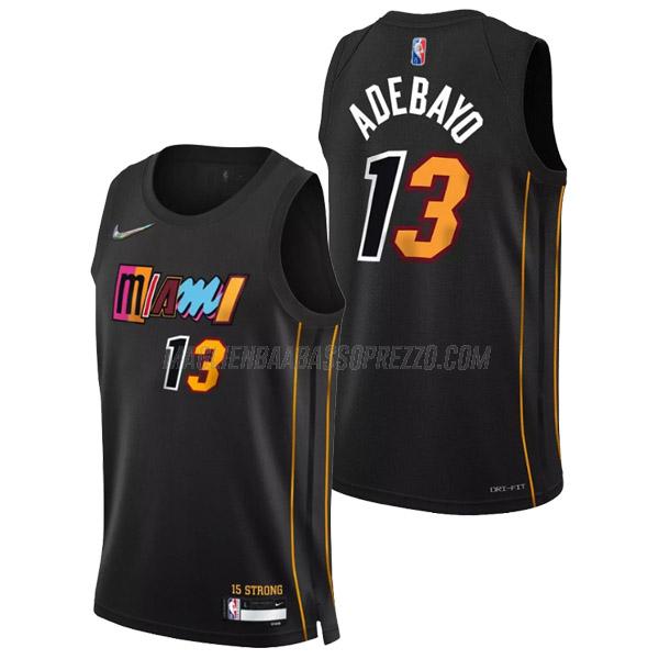 maglia bam adebayo miami heat di 13 uomo city edition 2022 nero