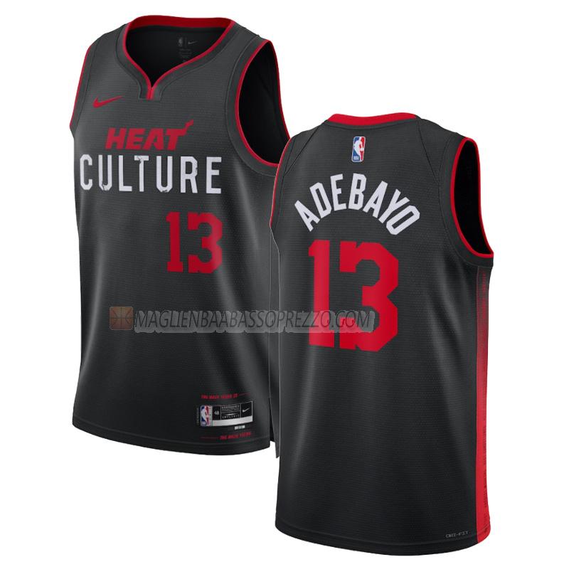 maglia bam adebayo miami heat di 13 uomo city edition 2023-24 nero