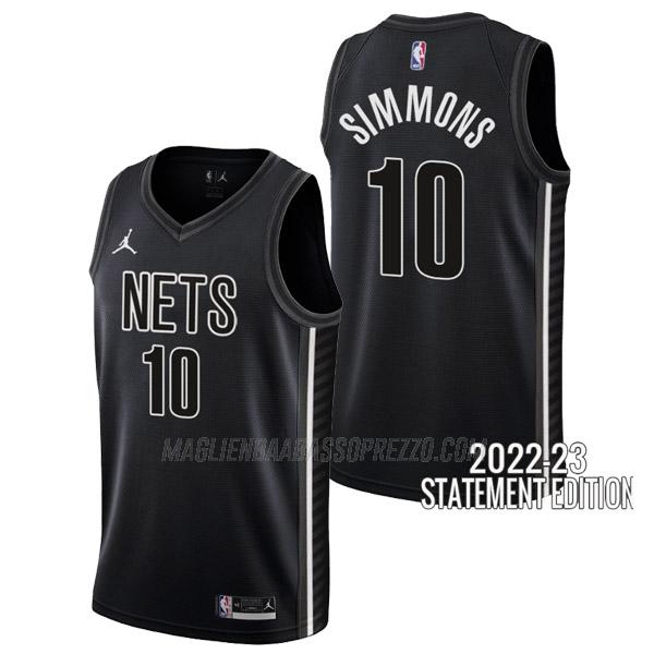 maglia ben simmons brooklyn nets di 10 uomo statement edition 2023 nero