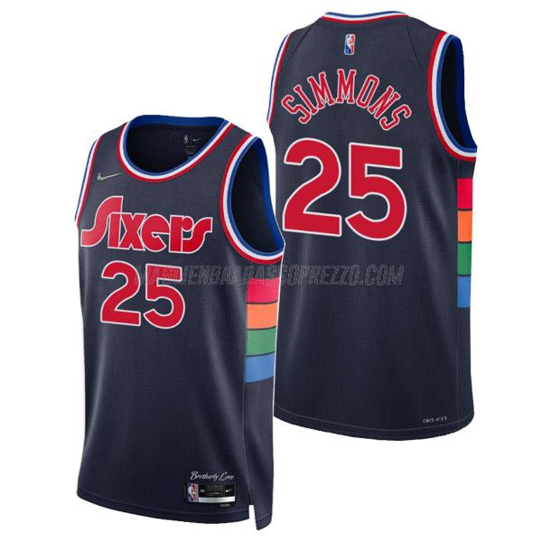 maglia ben simmons philadelphia 76ers di 25 uomo city edition 2022 blu navy