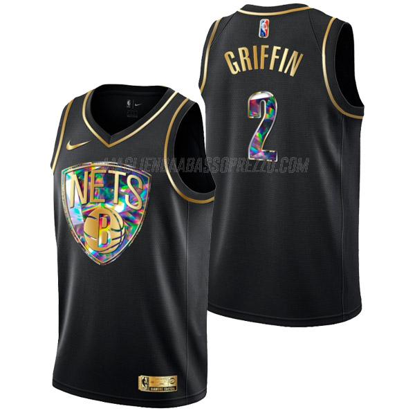 maglia blake griffin brooklyn nets di 2 uomo golden diamond edition 2022 nero