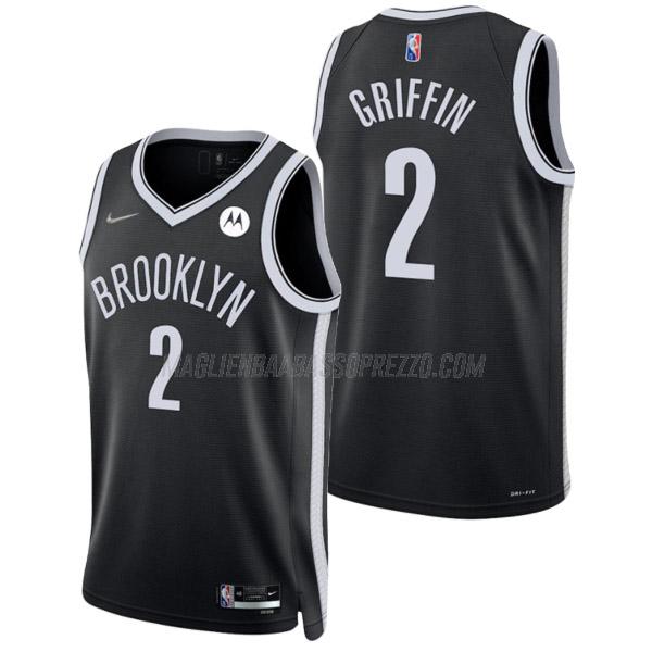 maglia blake griffin brooklyn nets di 2 uomo icon edition 2022 nero