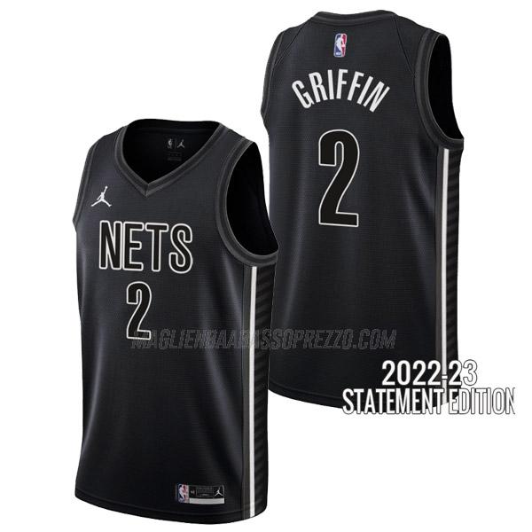 maglia blake griffin brooklyn nets di 2 uomo statement edition 2023 nero