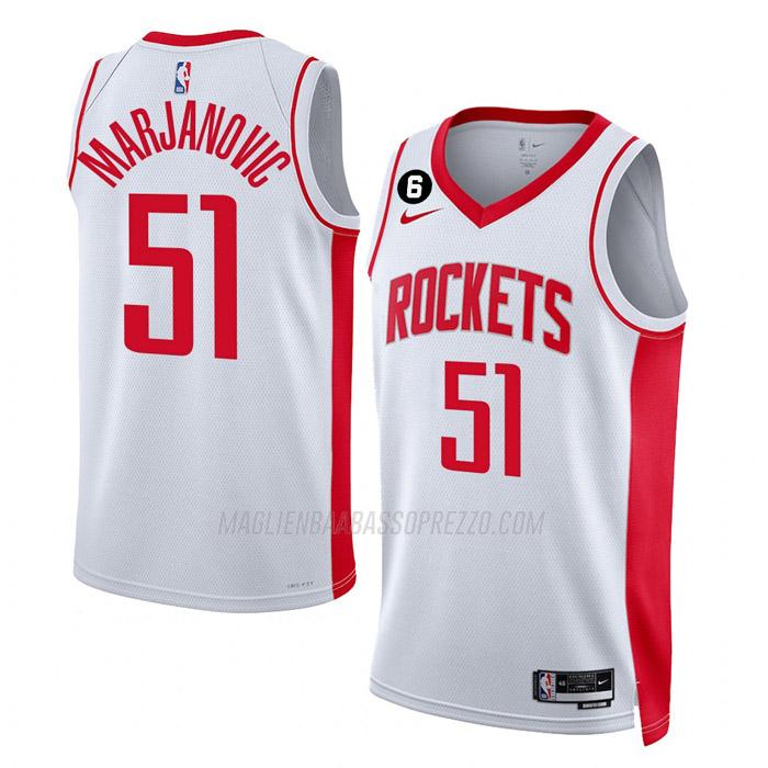 maglia boban marjanovic houston rockets di 51 uomo association edition 2023 bianco