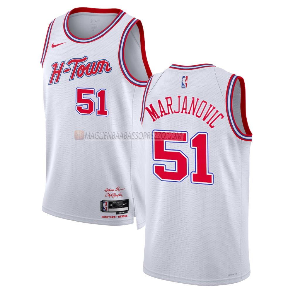 maglia boban marjanovic houston rockets di 51 uomo city edition 2023-24 bianco