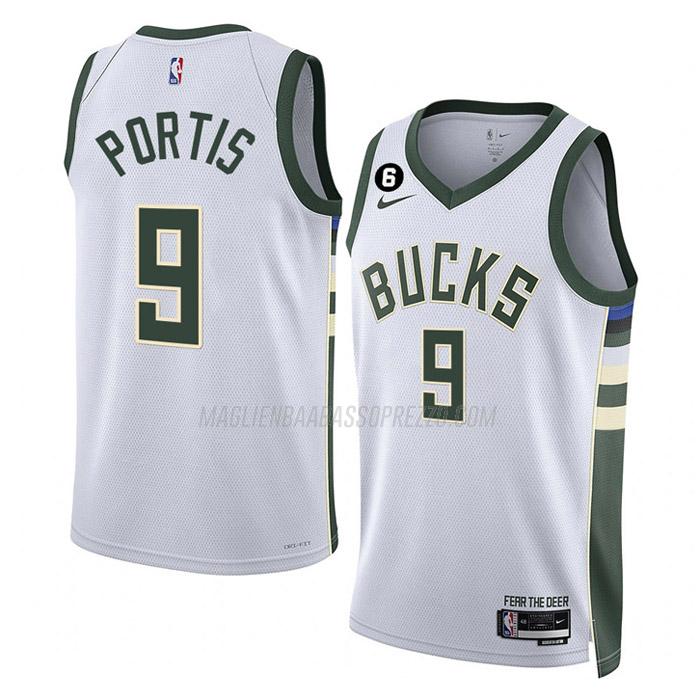 maglia bobby portis milwaukee bucks di 9 uomo association edition 2023 bianco